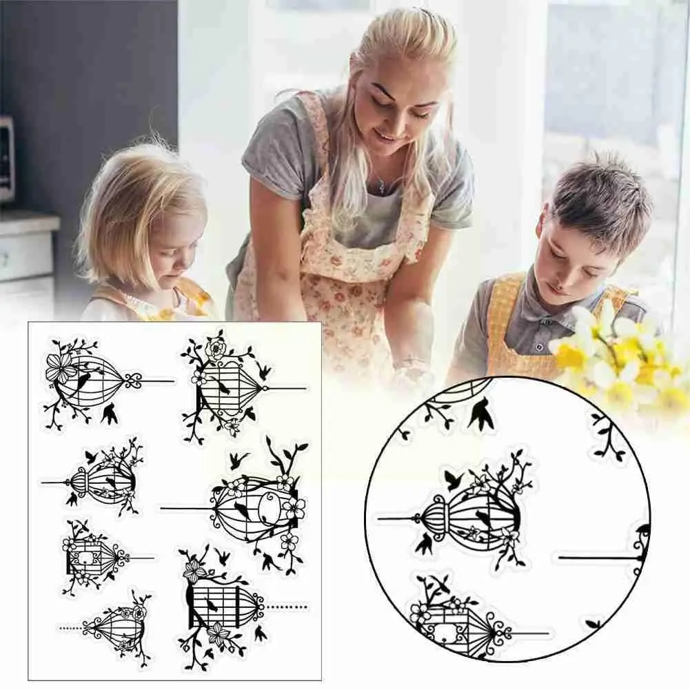 

Прозрачные штампы, птицы, птичья клетка, карточка для скрапбукинга, фотобумага, силиконовая бумага, резиновый прозрачный инструмент, Diy Craf ...