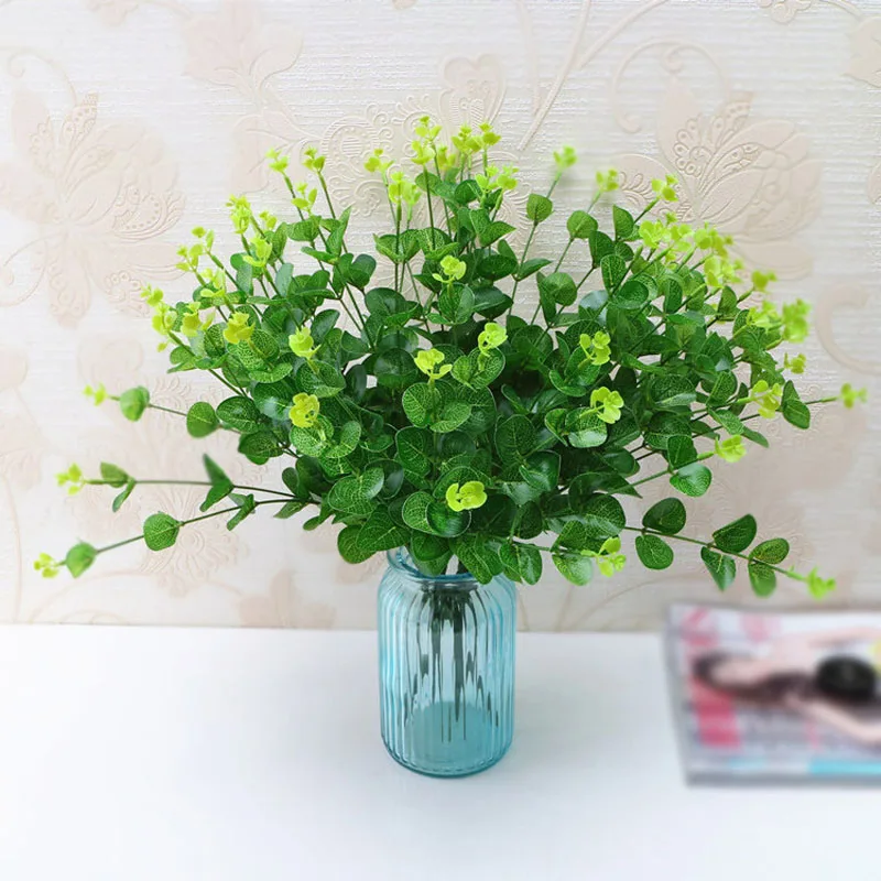 Искусственные листья эвкалипта ветки дерева растения зеленая трава деньги для