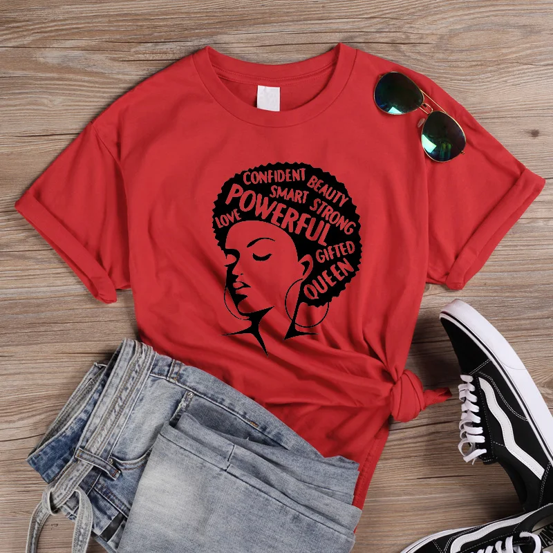 ONSEME Afro Lady Graphic футболки Женская Феминистская футболка Девушка сила королева лето черный розовый Женская футболка Эстетическая одежда Q-882