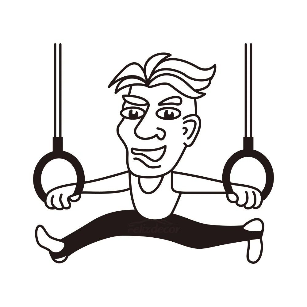 Мужской гимнастка делает прогрева упражнения кузовных наклеек и Графика