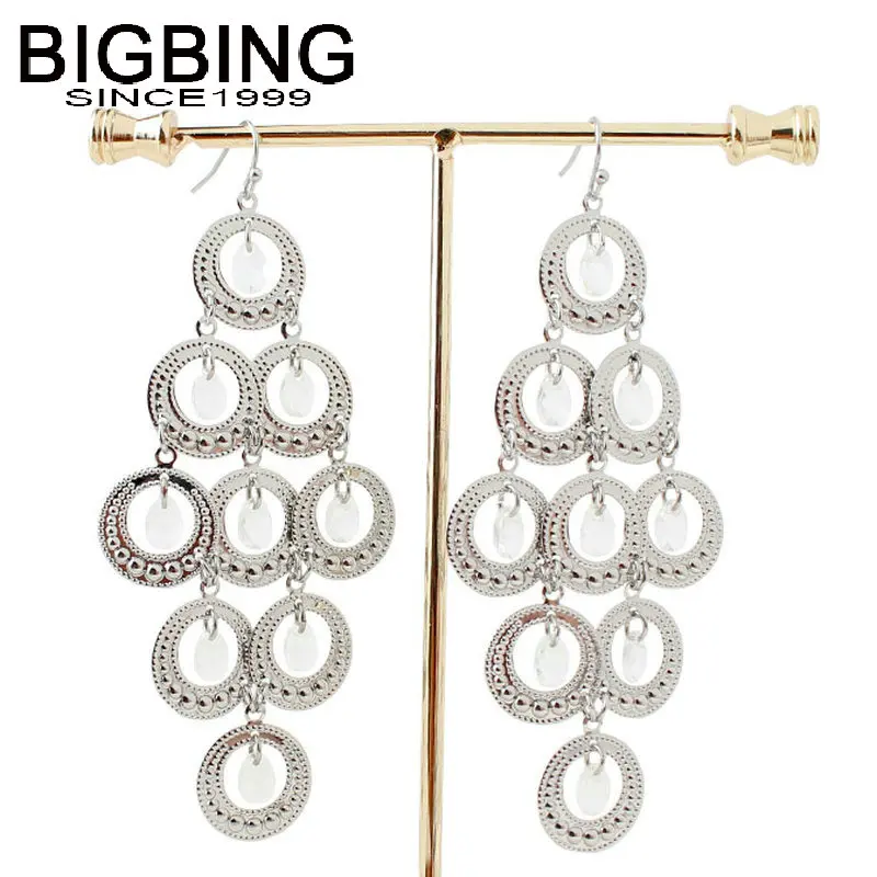 R132 BIGBING ювелирные изделия Модные Ретро золотистые Серебристые серьги капли