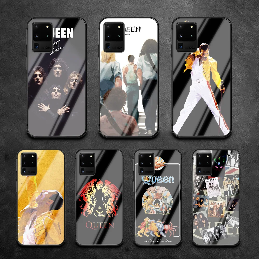 

Queens Band Rock Phone Tempered Glass Case Cover For Samsung Galaxy S Note 5 6 9 10 10E 20 21 FE Plus Uitra Shell Hot Tpu Bumper