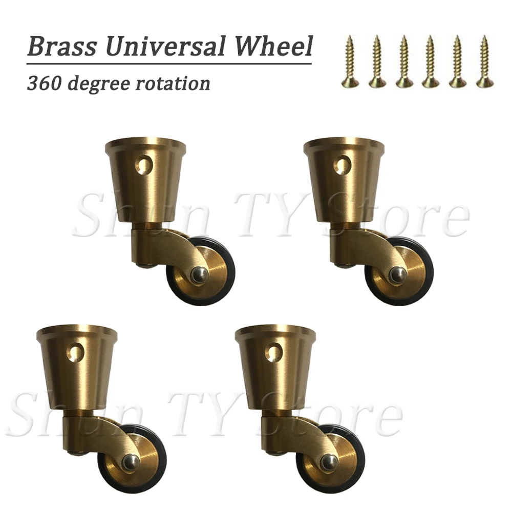 

1/2/4/8 Pcs 360 Degree Swivel Caster Wheels, Brass Universal Wheel Vintage Round Cup Furniture Legs Caster Wheels For Furnitures