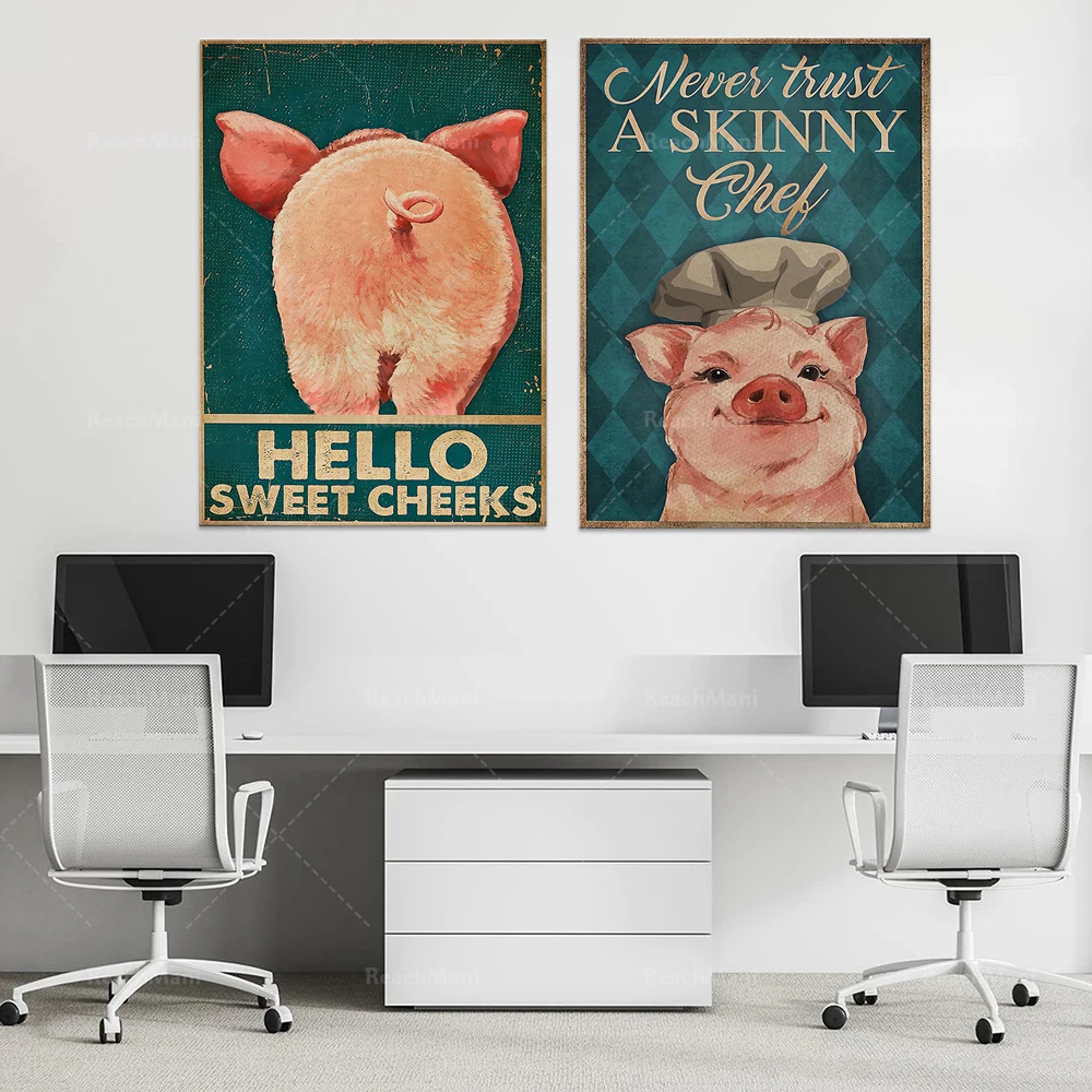 

Never Believe Thin Chef Poster, Pig Poster, Funny Cooking Poster