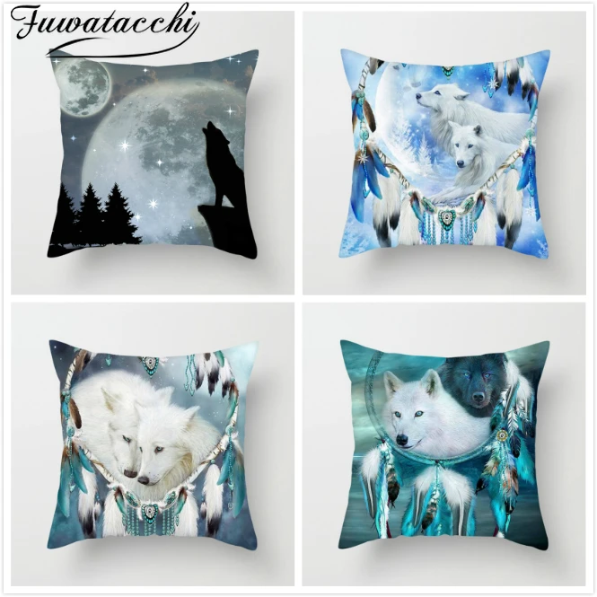 Fuwatacchi волк с нашивкой Крылья чехлы на диванные подушки &quotFantasy Wolf&quot наволочка