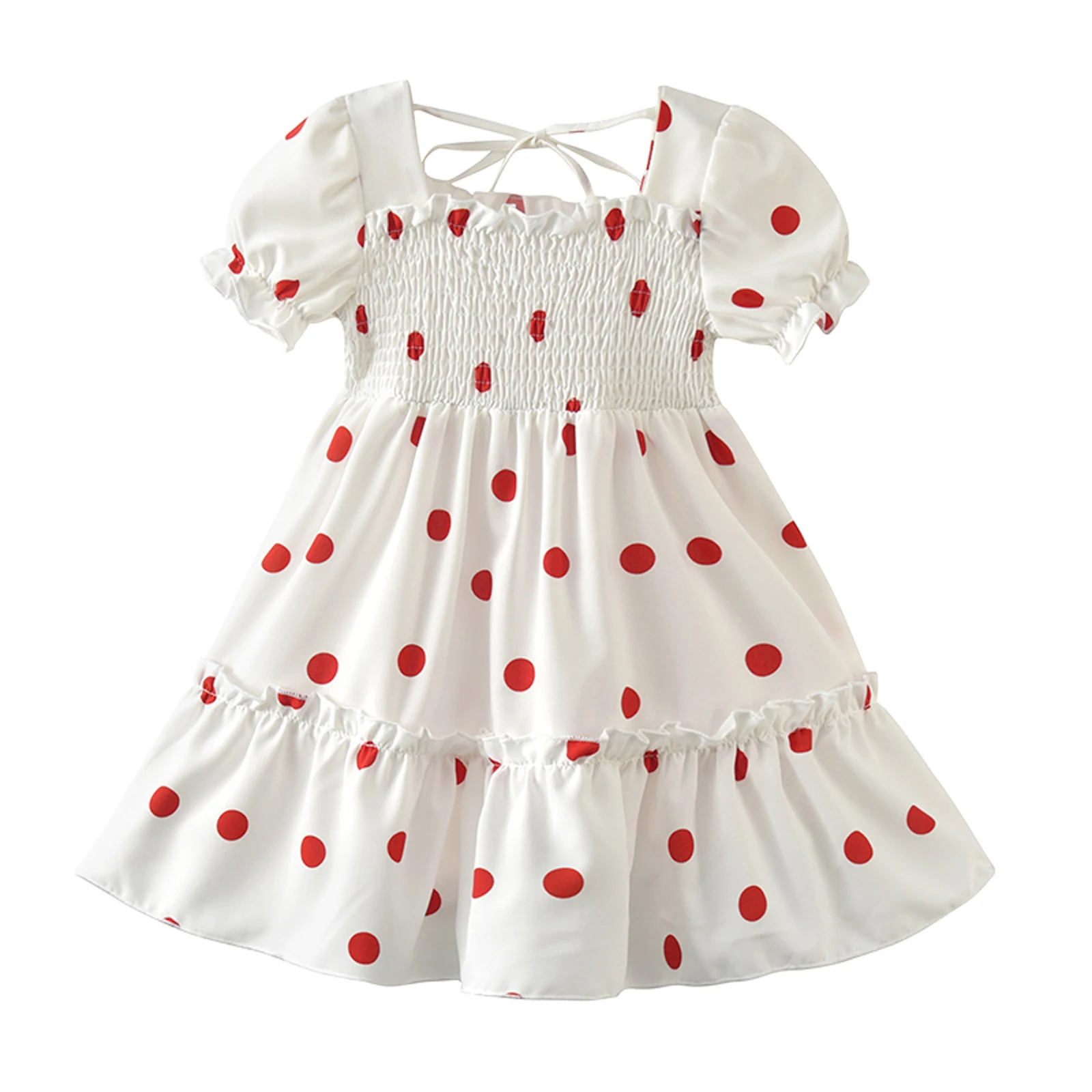 Children Kids Girls Fashion Short Sleeve Polka Dot Dress Stylish for Baby Princess Vestidos 2021 New | Детская одежда и обувь