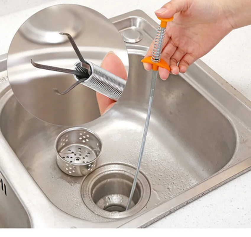 

60CM Drain Cleaner Snake Spring Pipe Claw Sink Dredging Cleaning Tool Anti Clog Kitchen Bathroom Accessories Hair Collector