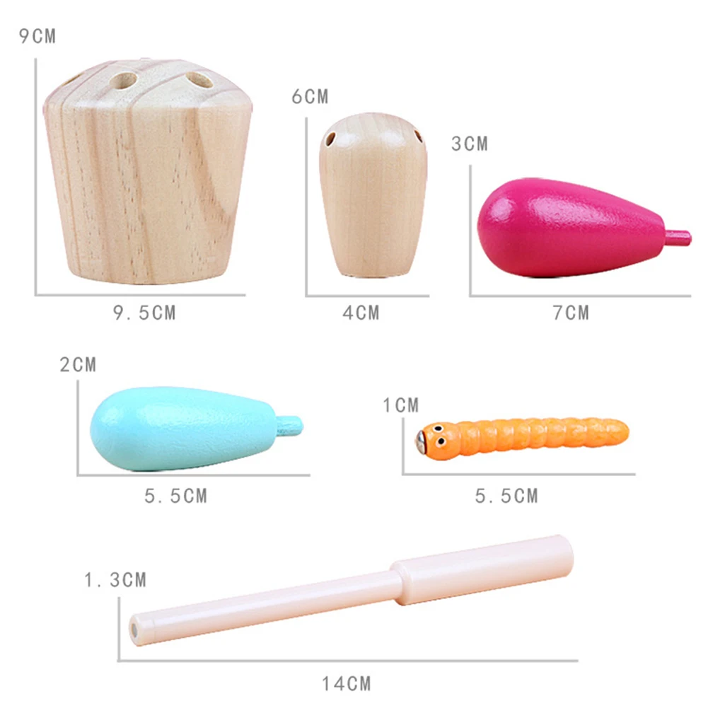 

2 in 1 Wooden Cactus Blocks Magnetic Fishing Balance Game Education Kids Toy