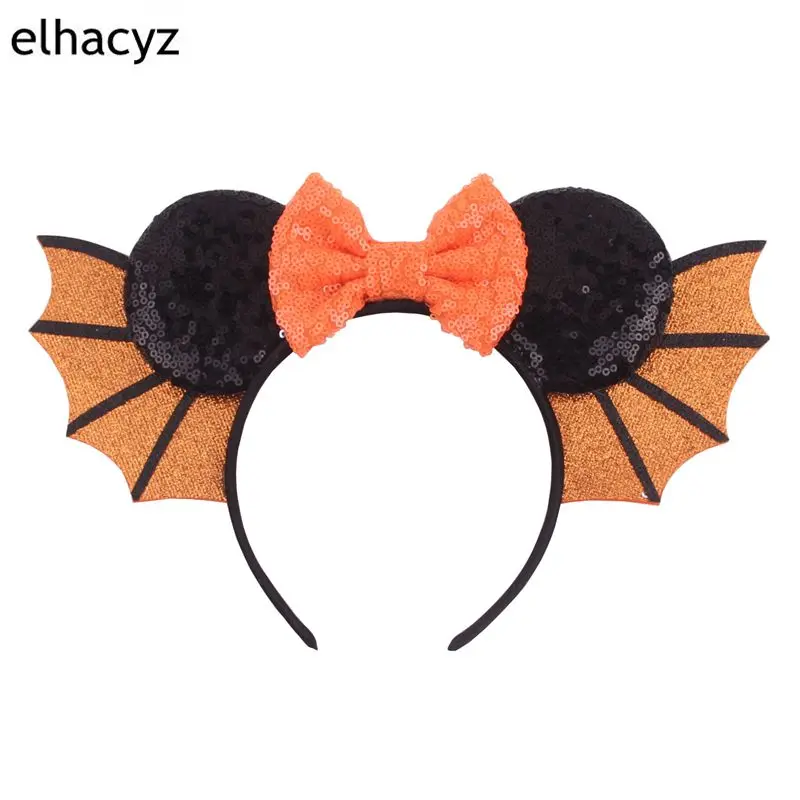 1 предмет; Новинка; на Хэллоуин Hallowen модель крылья летучей мыши оголовье для девочек Для женщин фестиваль Минни Мышь обручем для волос, для девочек с блестками и бантом для девочек, аксессуары для волос
