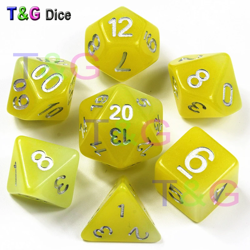Новое поступление желтый цвет 7 шт./компл. D4 D6 D8 D10 % D12 D20 для DND Светящиеся в темноте