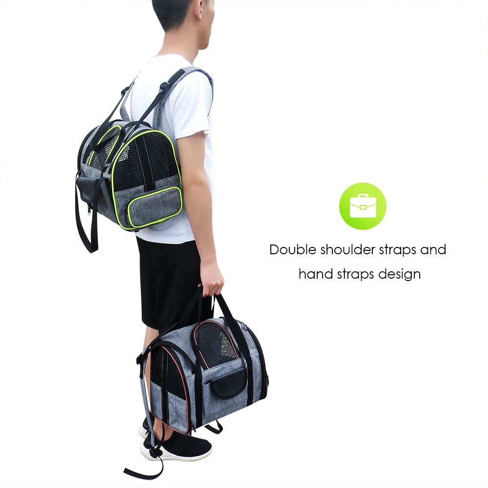 

New Breathable Pet Backpack Pet Folding Carrier Bag Dog Cats Portable Shoulder Bag Removable Bottom Pad Pet Bag 2019