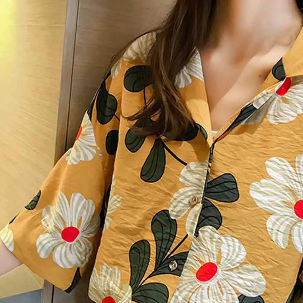 Новинка женская рубашка в стиле ретро с цветочным принтом свободная хлопковая