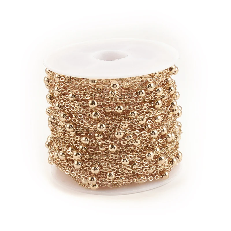 Спаянные латунные кабельные цепи 10 м/рулон спутниковые с круглыми бусинами 3 5 мм