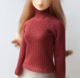 wine red Blyth в рубчик с высоким, плотно облегающим шею воротником свитер для шарнирной куклы футболка для azone кукольный наряд(Fit blyth, BJD, озон, pullip, лат, licca, ob, kurhn, 1/6 кукла - Цвет: wine red