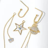 korean dangle drop earrings 925 silver needle star asymmetrical long multi wearing styles hypoallergenic fashion women jewelry