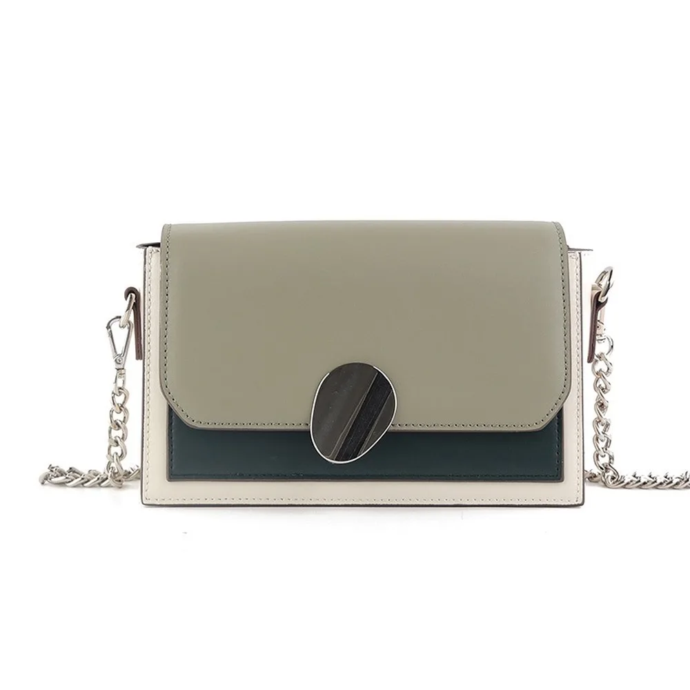 

2020 niche bag hit color leather oblique cross-pack color magnetic buckle hundred with organ cowkin small square bag small ck