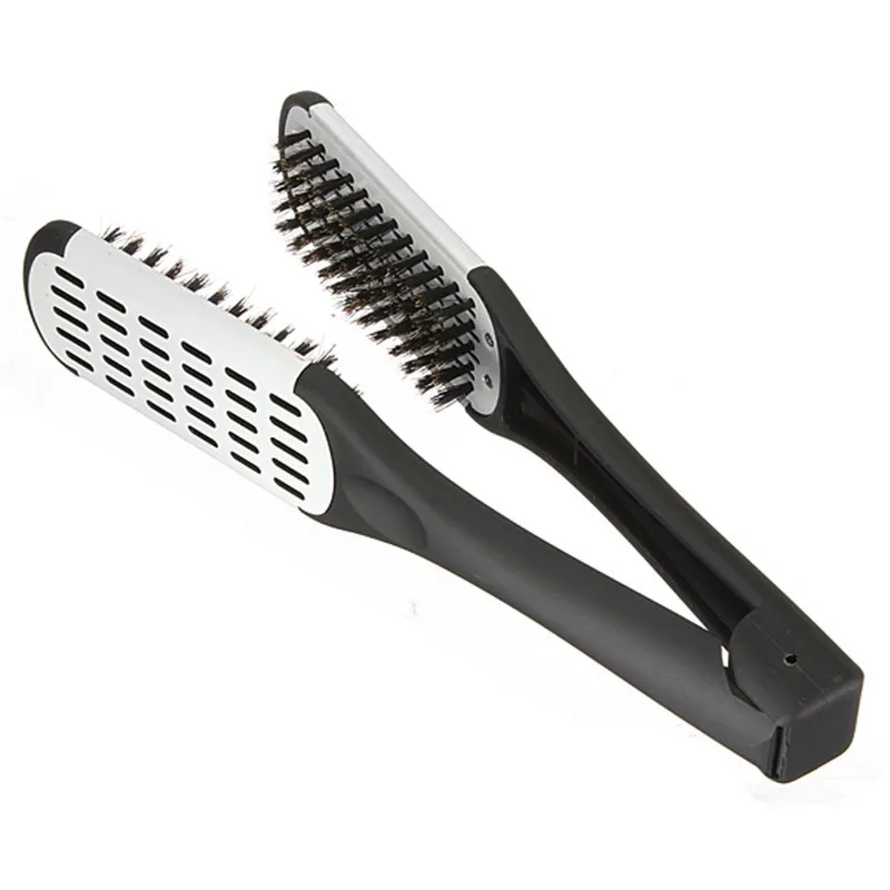 Hair Hairdressing Double Sided Brush Clamp Natural Ceramic Plywood Straightening Comb Fibres Styling Tools Straightener | Красота и