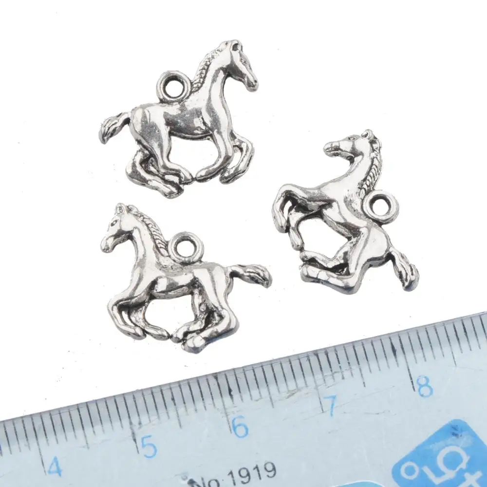 

Pendants Charms Accessories Jewelry Making DIY Findings Handcrafts Silver Plated Animal Horse Run Supplier New Arrive 19mm 30pcs