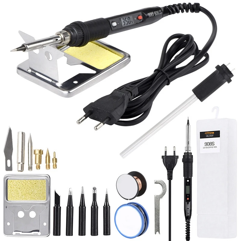 

LCD Thermostat Electric Soldering Iron Heat Transfer Set, Soldering Iron Kit, 80W Hot Brush, EU Plug