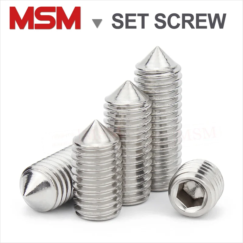 

100/20/10/5 Pcs M3 M4 M5 M6 M8 M10 M12 M16 Stainless Steel Hex Hexagon Socket Cone Point Set Screw End Grub Headless Bolt