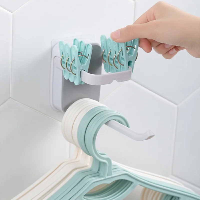 

1PC Folding Clothes Rack U-type Double Row Storage Rack Clothes Clip Moisture-Proof Finishing Rack Kitchen Bathroom Organizer