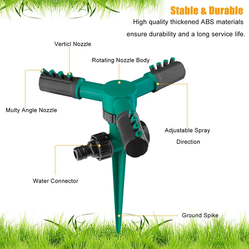 Вращающийся на 360 ° спринклер для газона 3 сопла автоматическая система орошения