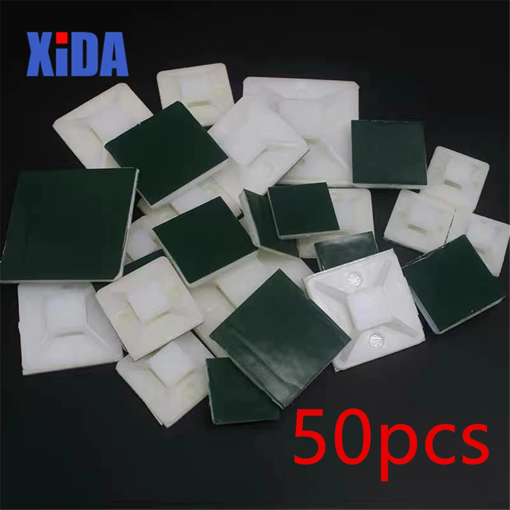 50 шт. 20x2 0 пластиковые нейлоновые черные белые самоклеящиеся крепления для