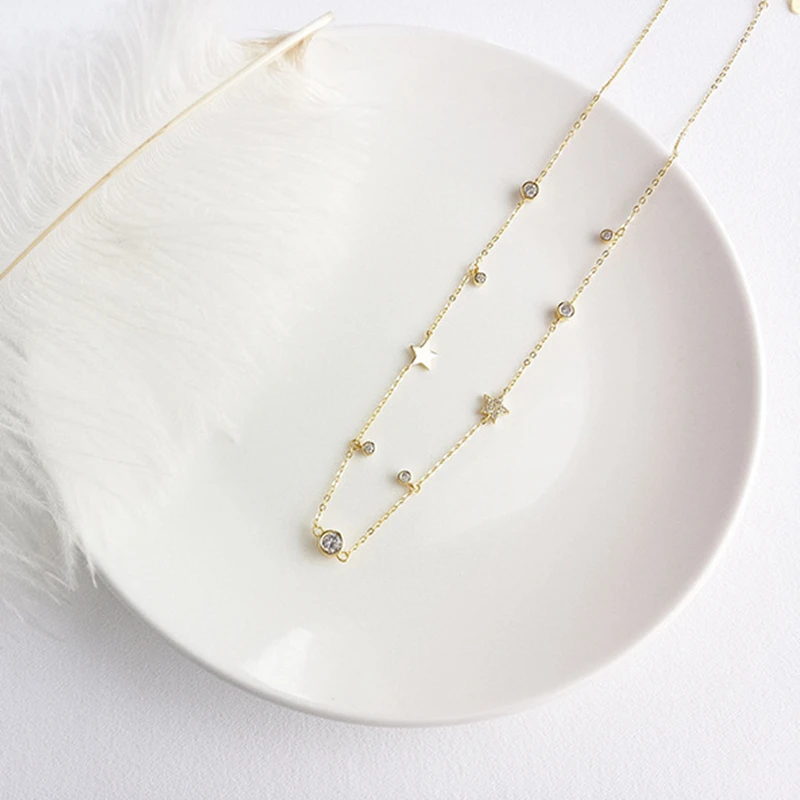 Настоящее 925 пробы серебряное циркониевое ожерелье-чокер с подвеской в виде