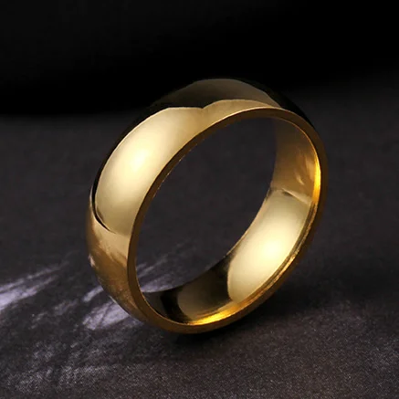 Gold 6mm 4 мм 2 мм золото титановая сталь пара кольцо для мужчин и женщин - Цвет основного камня: Gold 6mm