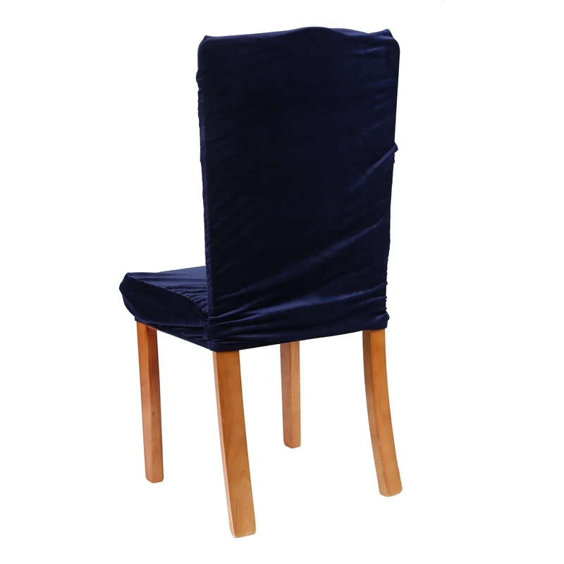Stretch Fox Velvet Fabric Dining Room Wedding Kitchen Home Short Chair Seat Covers Navy Blue | Дом и сад