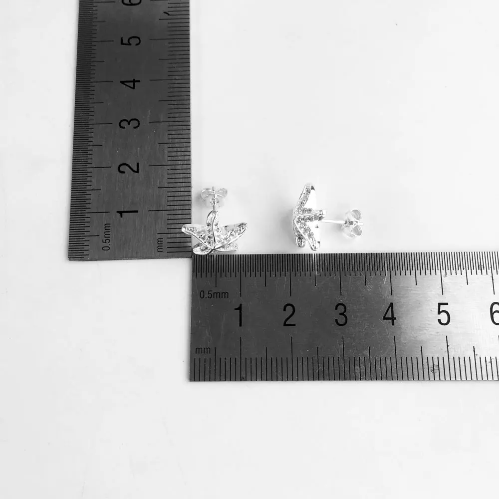 Морская звезда серьги-гвоздики белый CZ 925 пробы серебро Томас Стиль стержня уха