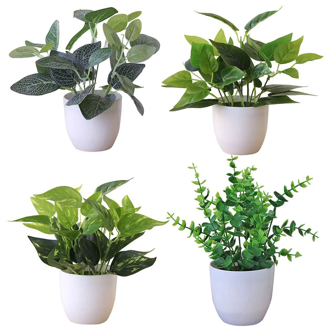 

Artificial Foliage Plant Potted Fake Leaf Foliage Bush Bonsai For Indoor Outdoor Office Garden Home Mall Desk Decor Ornaments