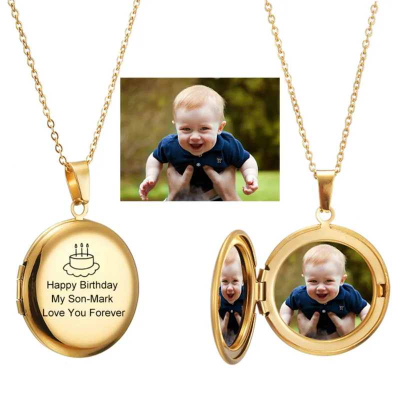 Photo Locket Necklace Custom Name Photo Valentine Lover Gift Mother Daughter Baby Family Personalizd Chokers Necklaces Jewelry