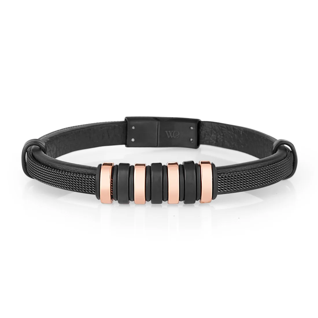 

Wesse JWQG3038 Men's Bracelet Bangles Fashion Jewelry Leather Gold Color Black Birthday Gift for Mens