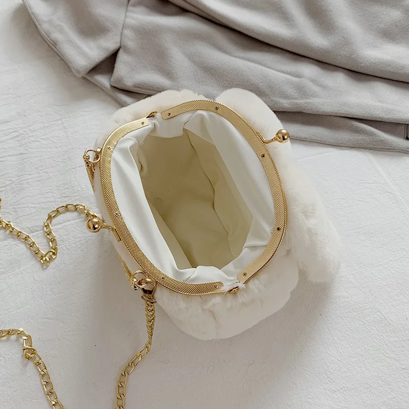 UKQLING милая плюшевая женская сумка зимняя на плечо с цепочкой маленькая через для