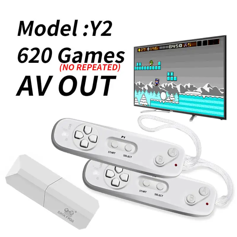 Y2 DATA FROG Retro Video Game Console Wireless USB Console Support TV Out Built in 620 Classic Video Games Dual Handheld Gamepads - Цвет: Y2