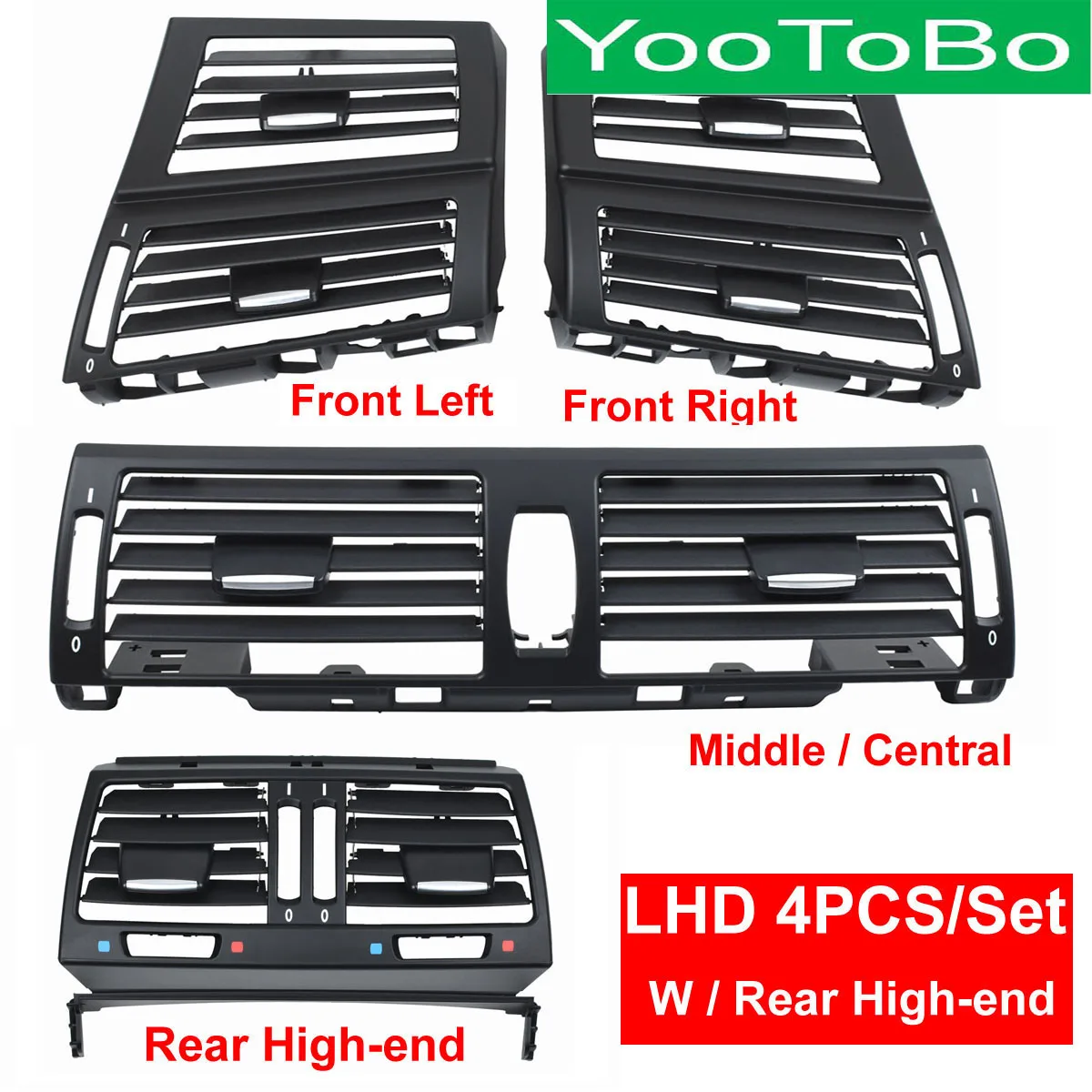 

4PCS LHD Car AC Front Left / Right Central Rear-High-end Air Conditioner Vent Grille Panel Cover For BMW E70 E71 E72 2007-2013