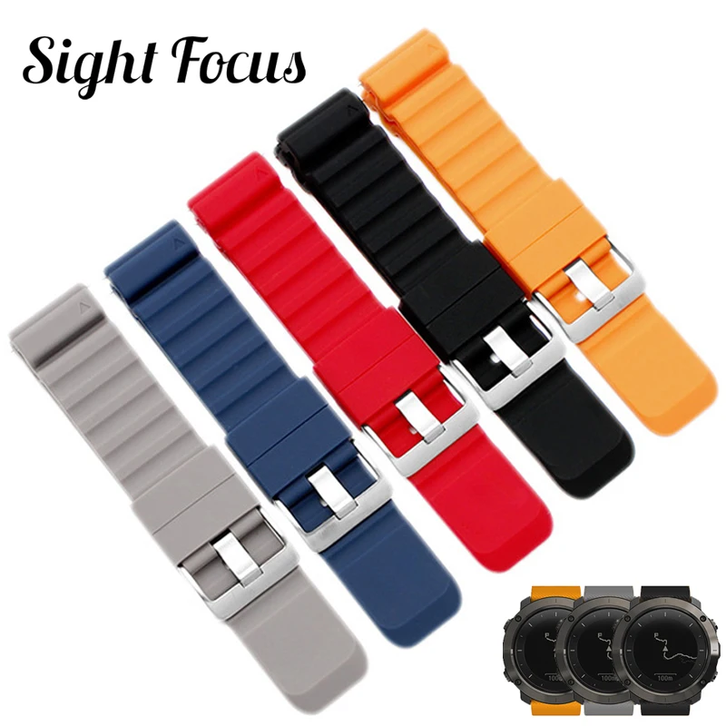 

Sight Focus 24mm Rubber Watchband For Suunto D5, Watch Band For Suunto 9 watch Strap For Spartan Ranneke wristband Black Orange