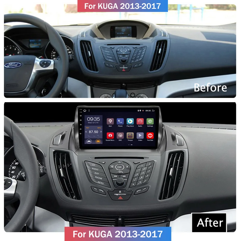 9 дюймовый 2.5D IPS HD мультисенсорный экран Android 2013 2G RAM 32G ROM NAVI для Ford escape kuga/C-MAX 2017-с BT