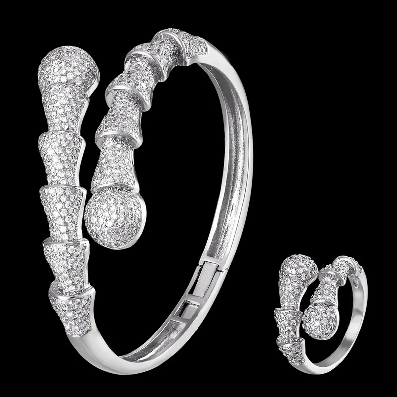 

Funmode Noble African Dubai Gold Round Ball Full Cuff Bangle Ring Jewelry Sets For Wedding Bridal Bijoux Sets Wholesale FS245