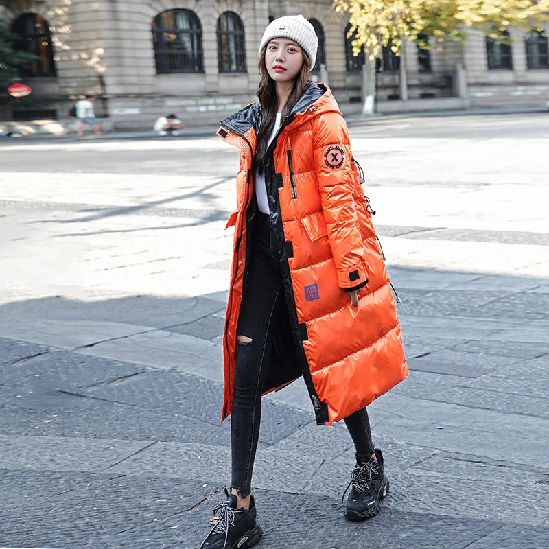 2021 Письмо печати женская теплая куртка водонепроницаемый глянцевая парки