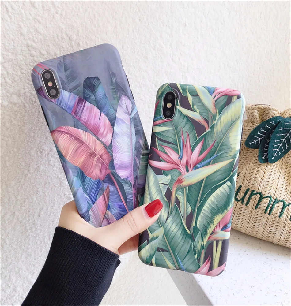 Lovebay чехол для телефона для iPhone 11 6 6 S 7 8 Plus X XR XS 11Pro Max растения банан зеленый лист мягкий IMD Для iPhone X задняя крышка Чехлы