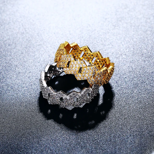 Vintage Iced Out Cuban Rings For Women Men Punk Hip Hop