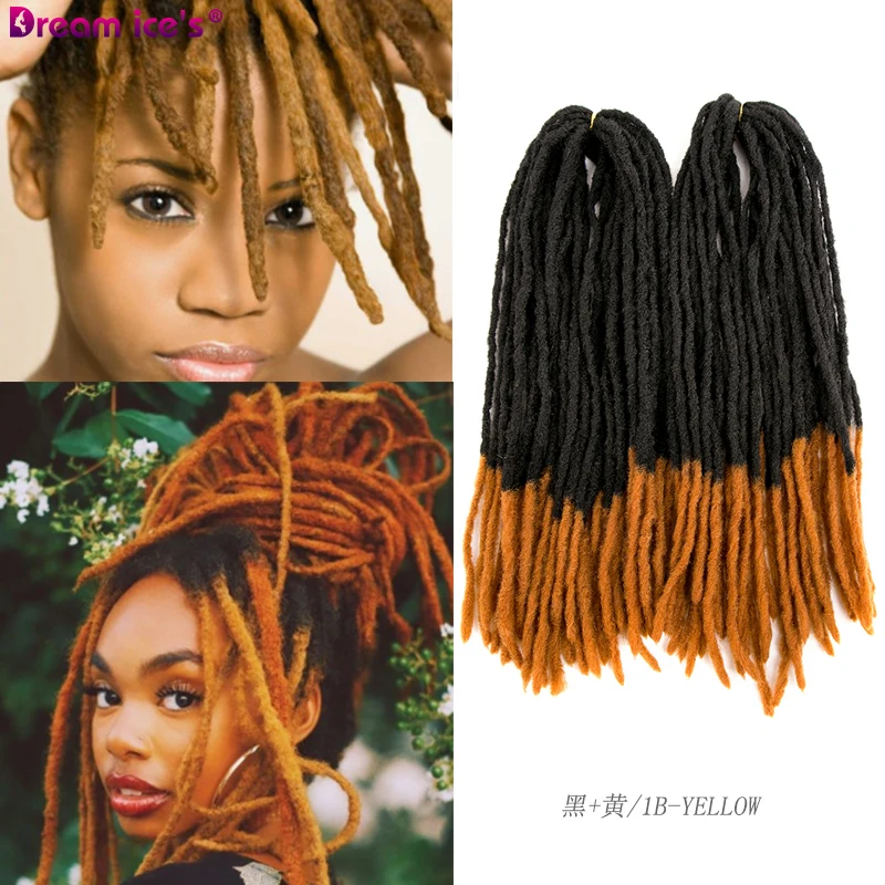 

Afro Synthetic Dreadlocks Hair Crochet Braids Soft Dread Hairstyle Ombre Faux Locs Ombre Braiding Hair Extensions Dream ice's