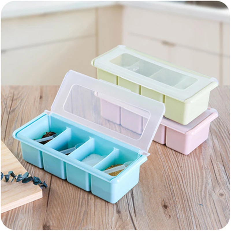 

Home lattice dressing box set E065 creative home kitchen seasoning with cover PP seasoning box