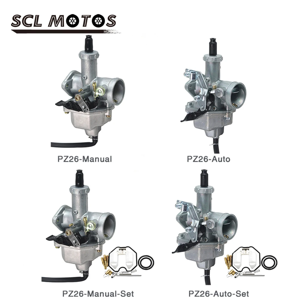 

SCL MOTOS Motorbike Motorcycle PZ26 Keinhin Carburetor 26mm Carb with Repair Kit Set For Honda CG125 Pit Dirt Bike