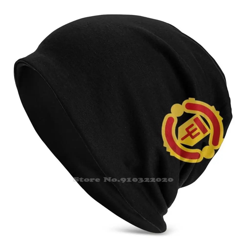 Winter Warm Knitted Cap Beanie Men Mu Oldtraf Old United Premierleague Premier League Logo Small Devilred Devil Red Club Soccer