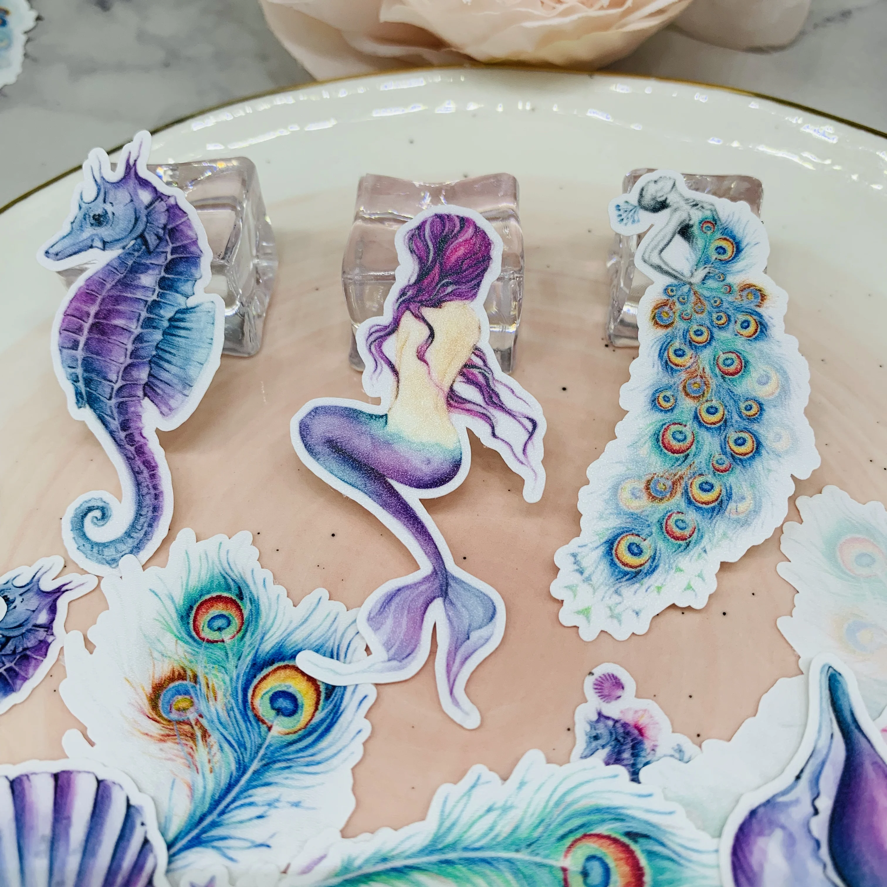 21 шт./упак. Винтаж Русалка перо в гиппокамп наклейка сделай сам Скрапбукинг