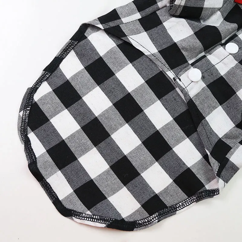 

2021 new dog Dog clothes Clothing for cats pet Hawaiian shirt small dogs french bulldog T-shirt Oversized live Plaid bow cute an