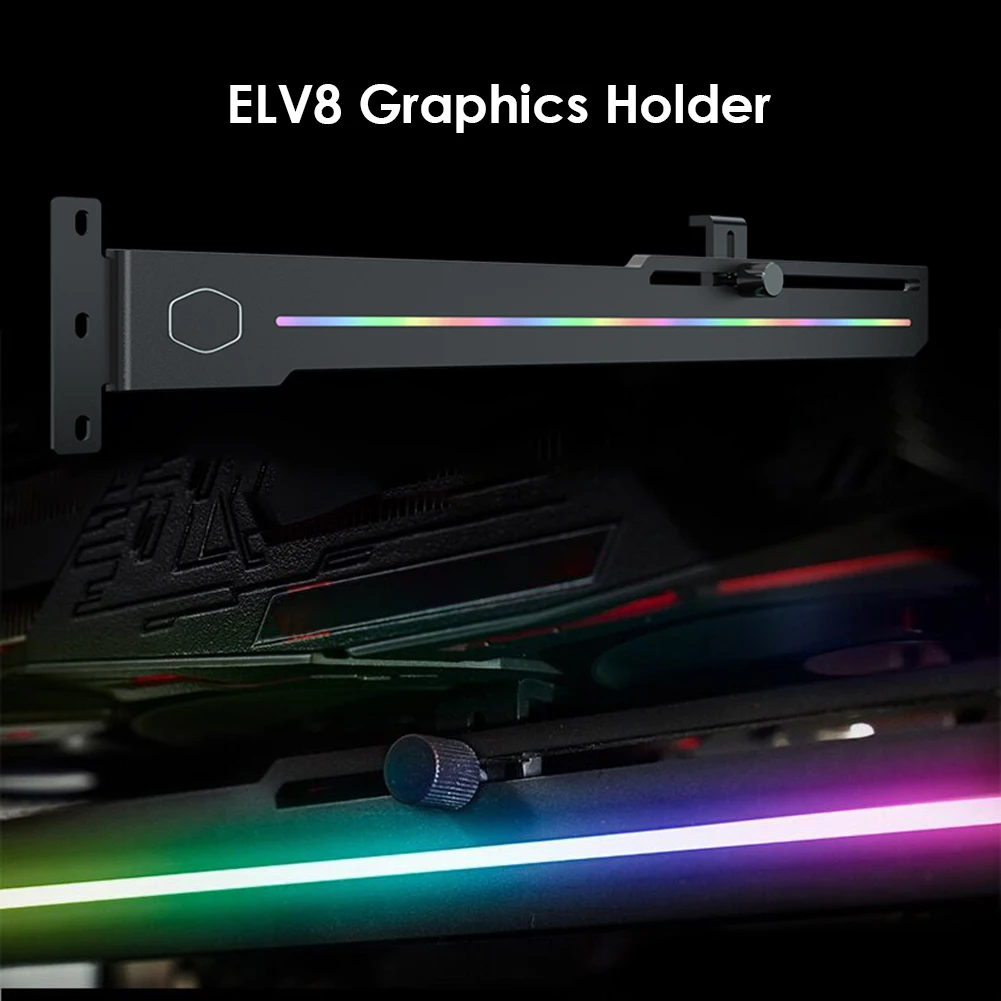 ELV8 LED GPU Holder ARGB Vertical Graphic Card Bracket Addressable RGB Support Adjustable Length Height 3 Pin Computer Supplies